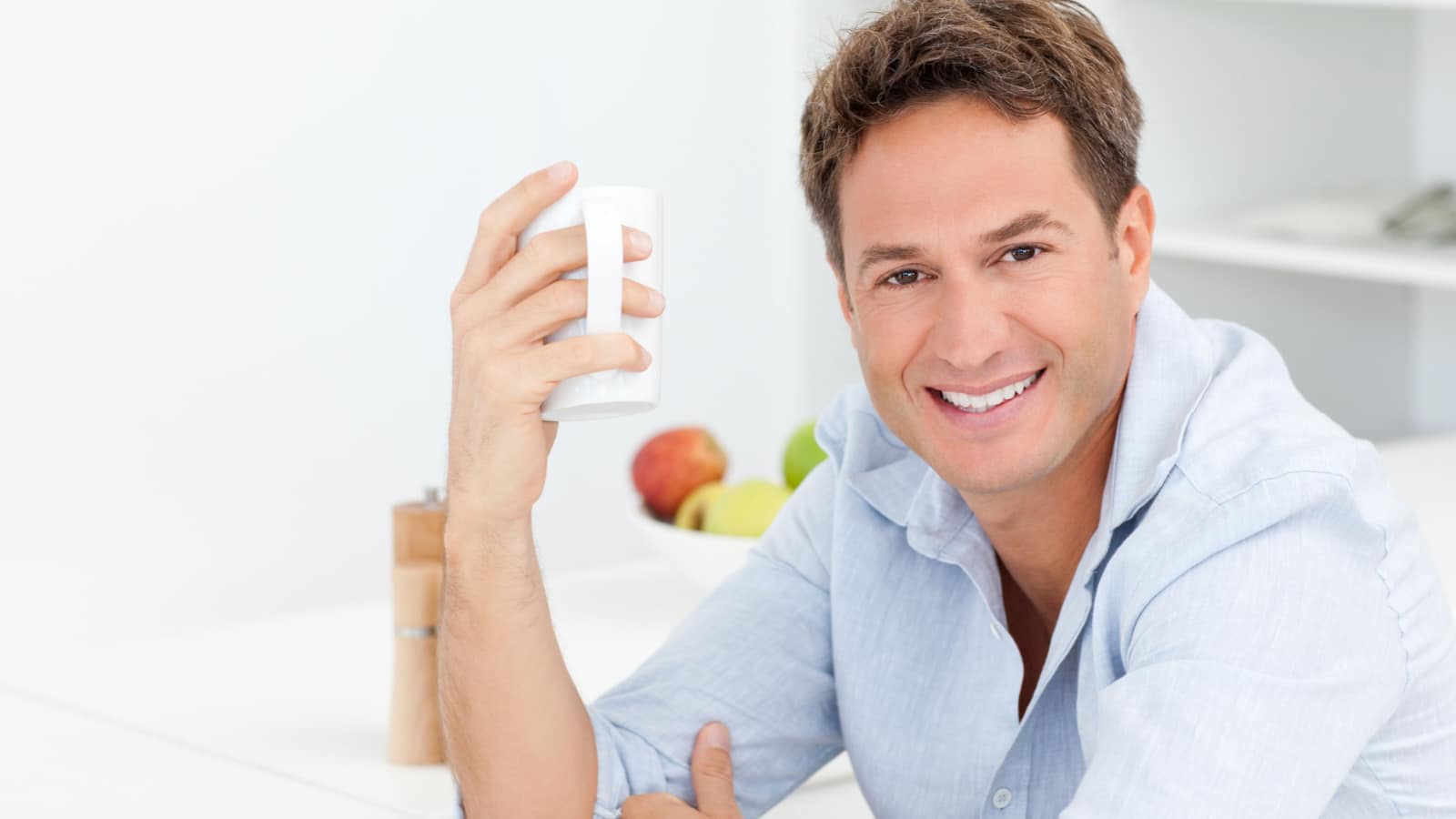 happy man with coffee