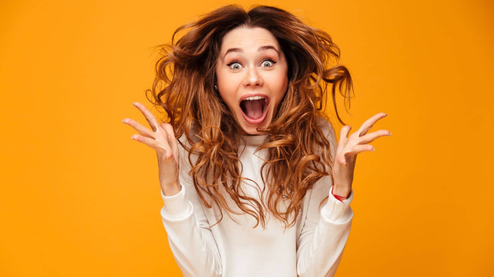 woman screaming excited