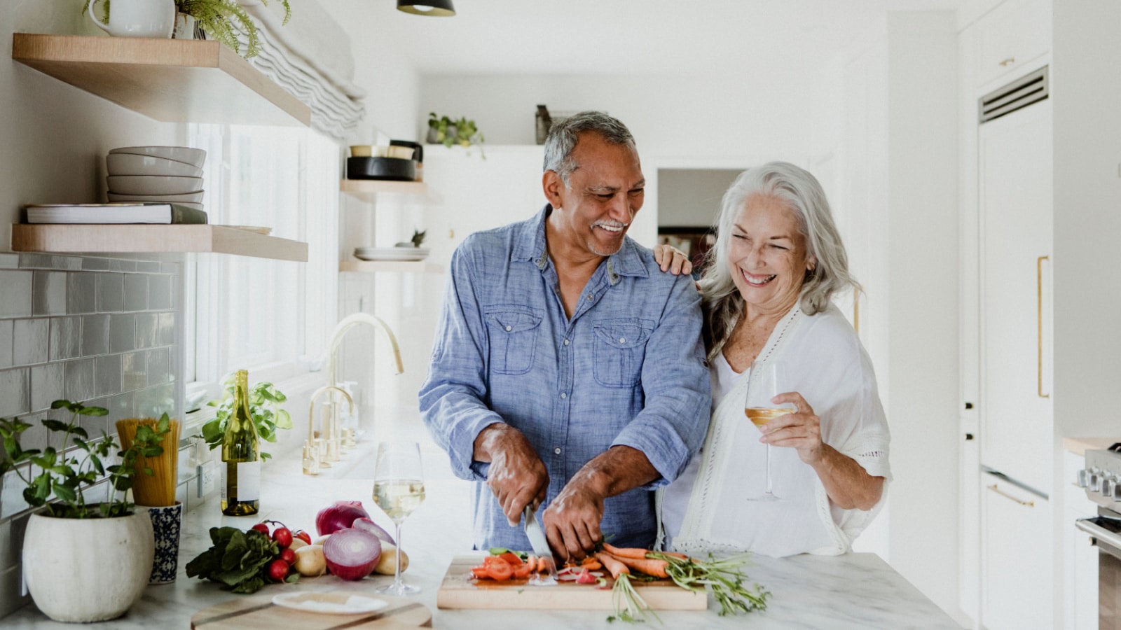 older couple cooking